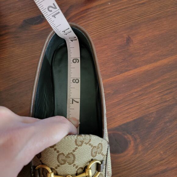 Gucci Monogram GG Horsebit Jordaan Loafers Canvas Brown Logo 7.5 37.5 431467 - Picture 12 of 13